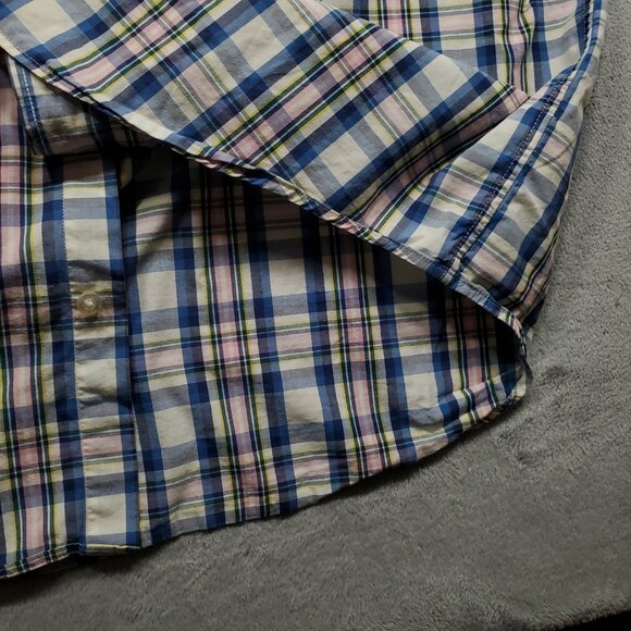 Vineyard Vines Long Sleeve Button Down Plaid Shirt Blue Yellow Pink Men Sz L - Picture 8 of 10